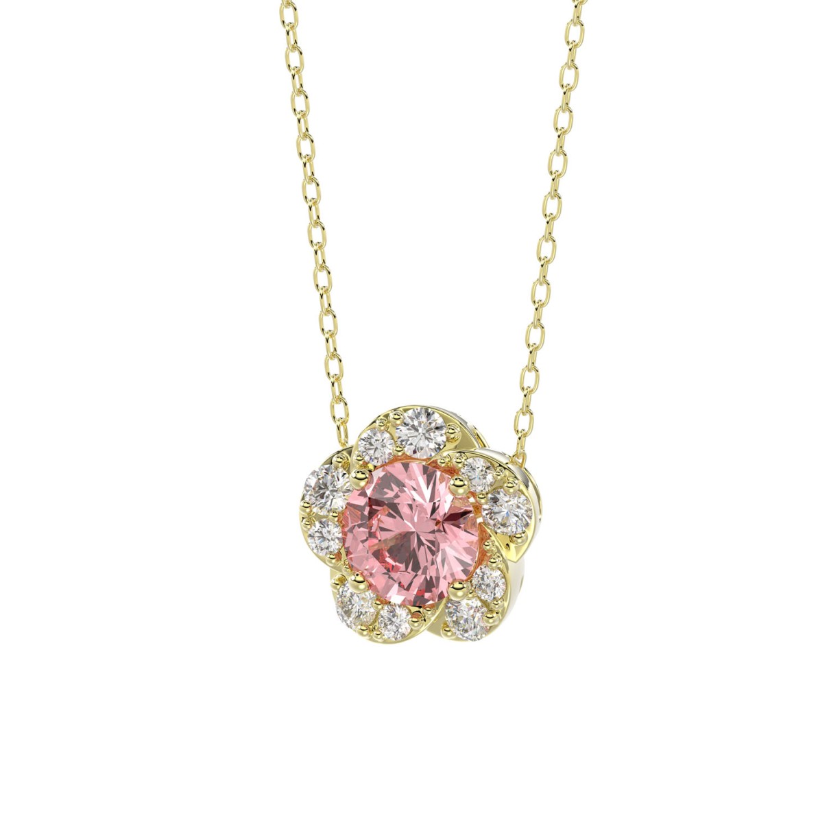 LADIES PENDANT 1CT ROUND DIAMOND 14K YELLOW GOLD WITH CHAIN (CENTER STONE ROUND DIAMOND 3/4CT )