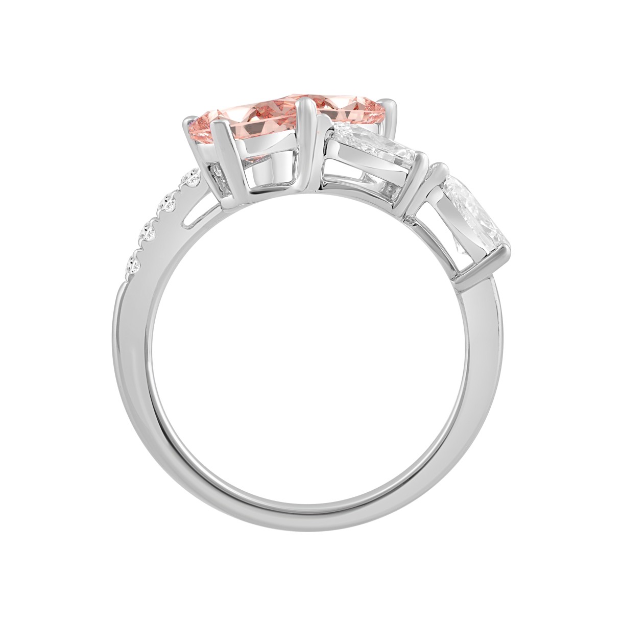ETERNAL BLUSH COLLECTION LADIES RING 2 1/4CT ROUND/PEAR/OVAL DIAMOND 14K WHITE GOLD (CENTER STONE PINK OVAL/PEAR DIAMOND 3/4CT 3/4CT)