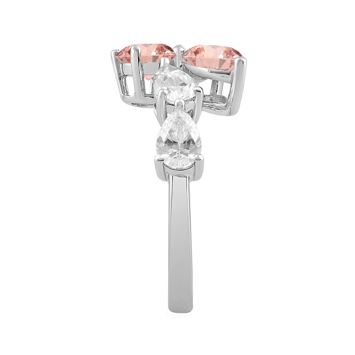ETERNAL BLUSH COLLECTION LADIES RING 2 1/4CT ROUND/PEAR/OVAL DIAMOND 14K WHITE GOLD (CENTER STONE PINK OVAL/PEAR DIAMOND 3/4CT 3/4CT)