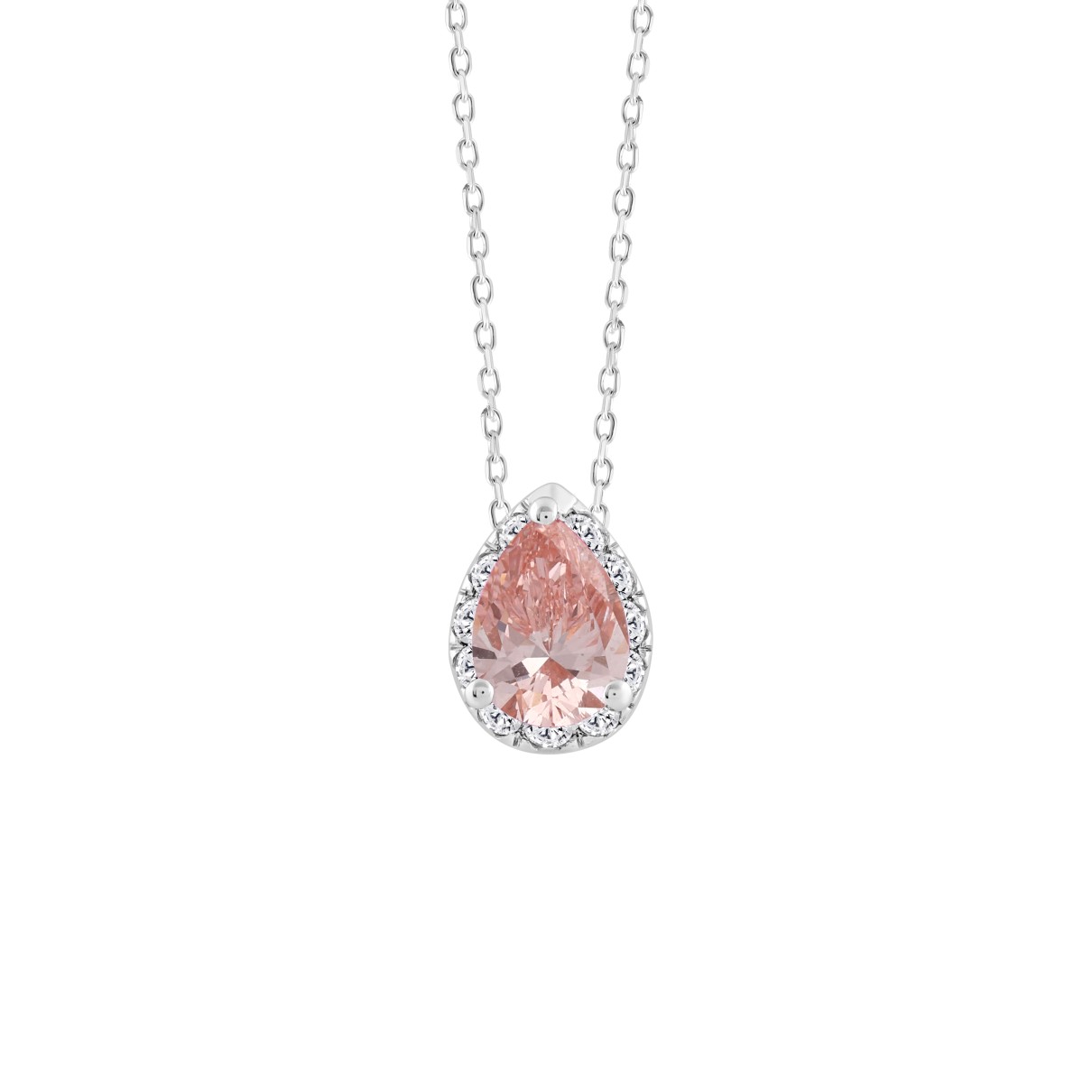 LADIES PENDANT 1 1/4CT ROUND/PEAR DIAMOND 14K WHIT...