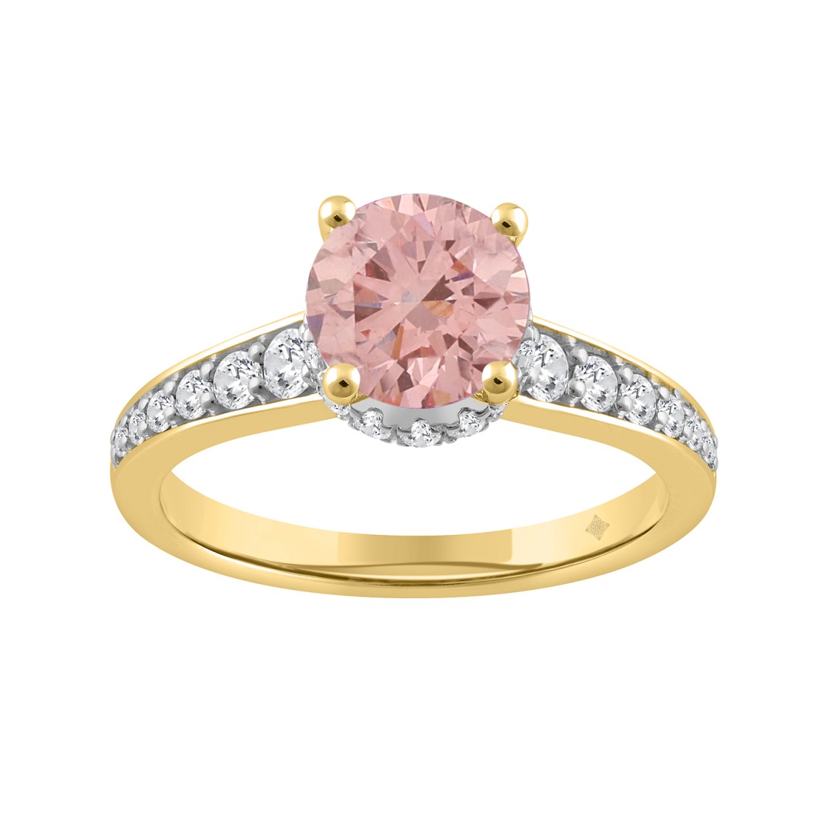 LADIES RING 2CT ROUND DIAMOND 14K YELLOW GOLD (CEN...