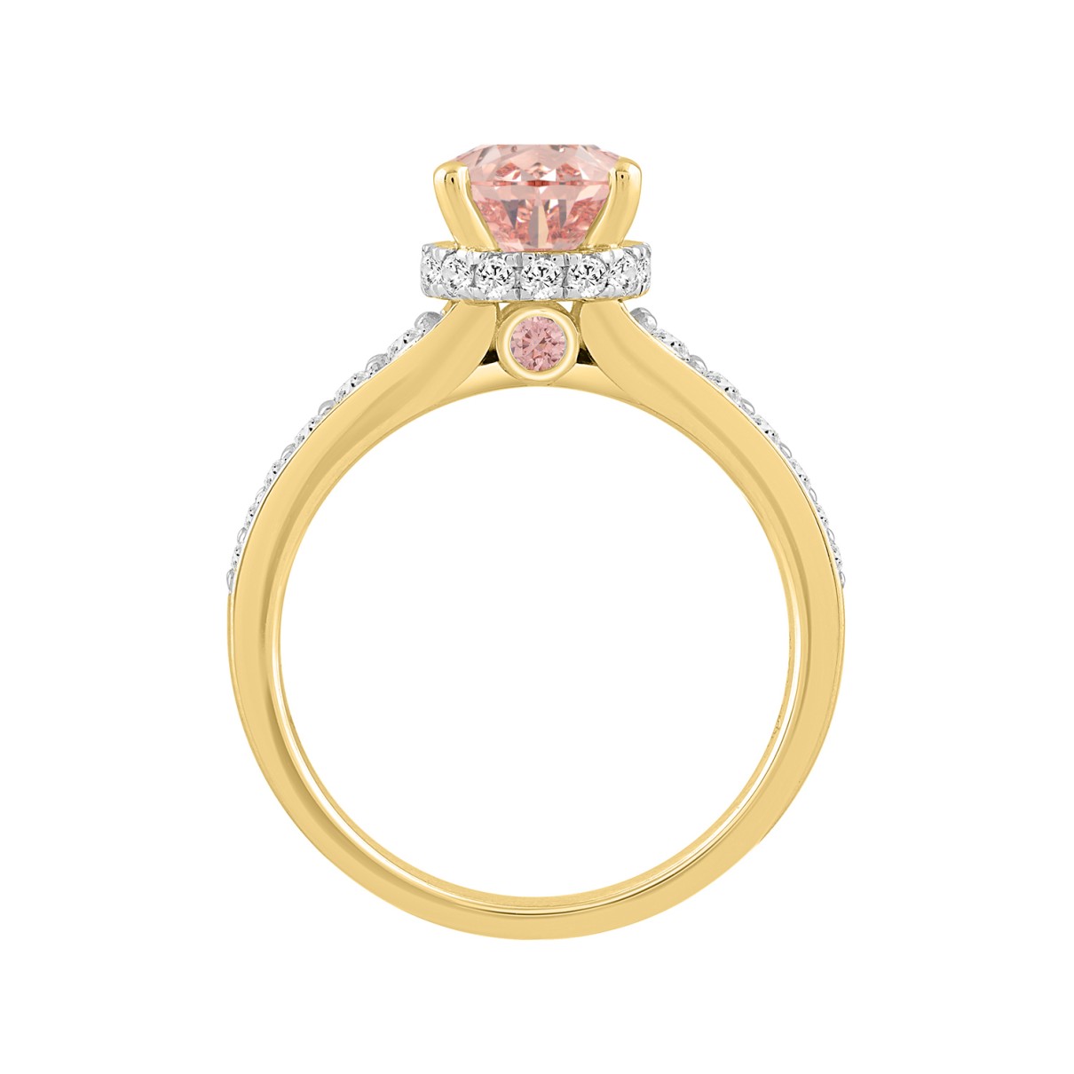 LADIES RING 2CT ROUND DIAMOND 14K YELLOW GOLD (CENTER STONE ROUND DIAMOND 1 1/2CT )