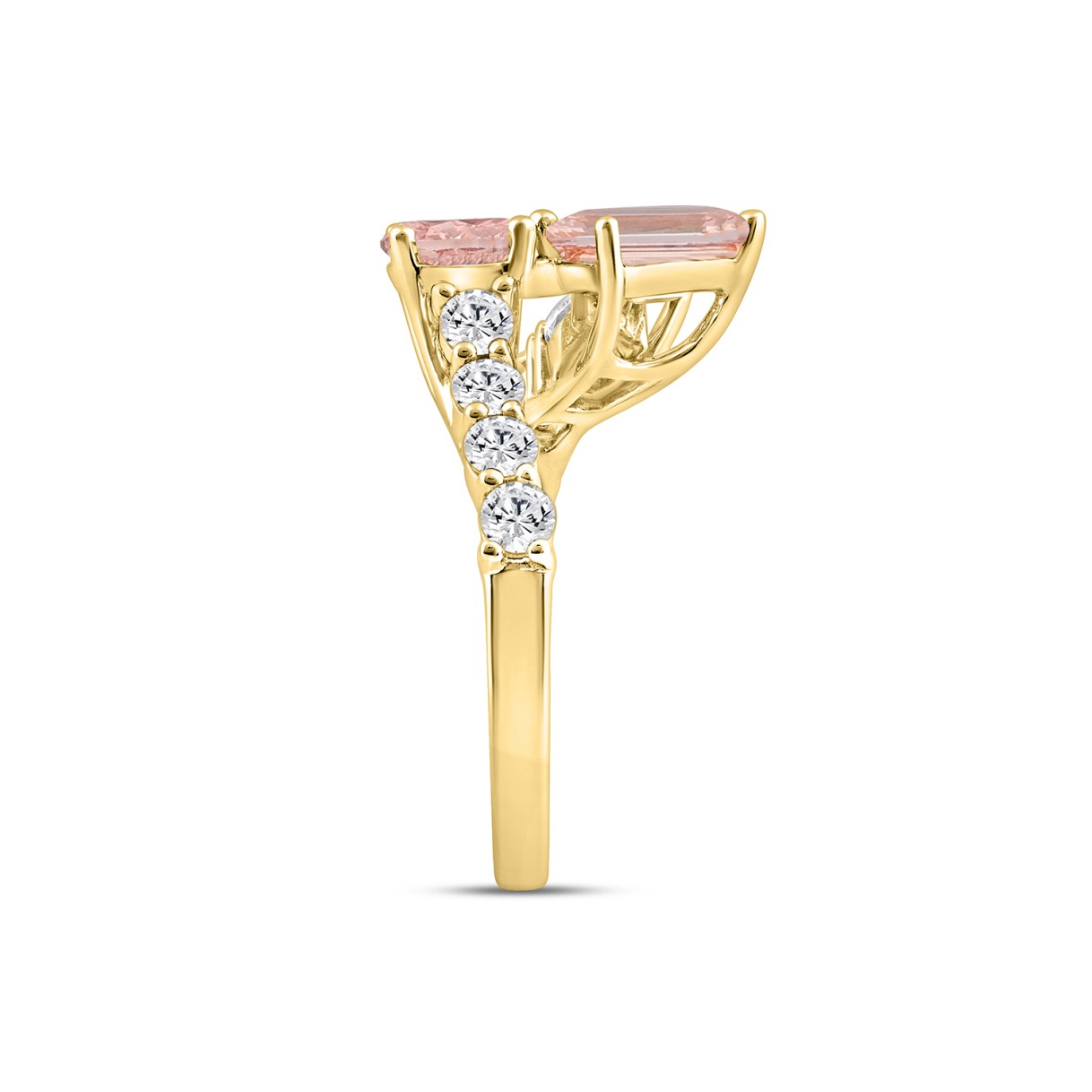 ETERNAL BLUSH COLLECTION LADIES RING 2 3/4CT ROUND/OVAL/EMERALD DIAMOND 14K YELLOW GOLD (CENTER STONE PINK ROUND DIAMOND 3/4CT /EMERALD PINK DIAMOND 1CT)