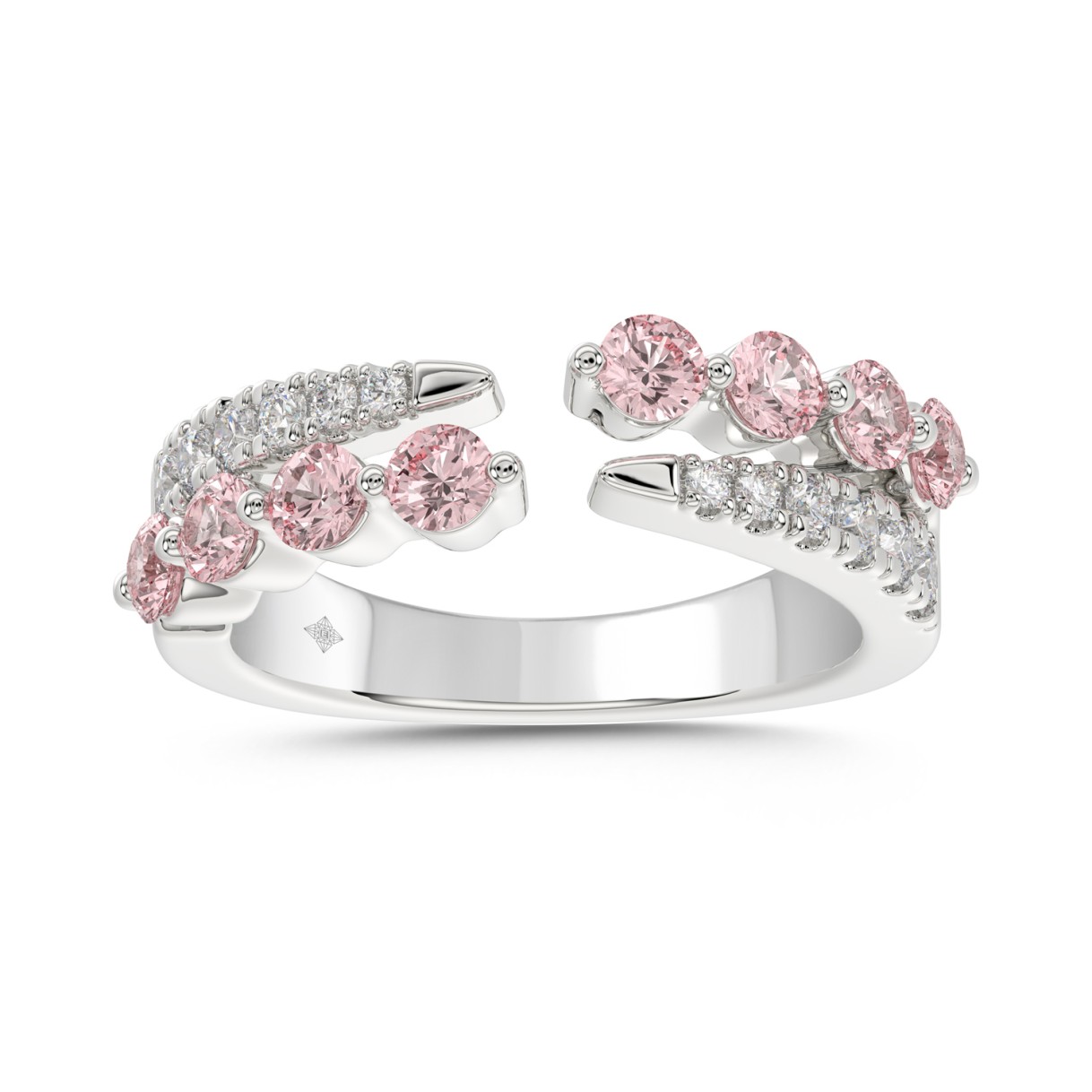 ETERNAL BLUSH COLLECTION LADIES RING 1CT ROUND DIAMOND 14K WHITE GOLD