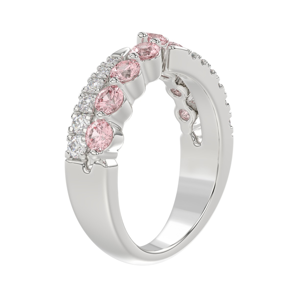 ETERNAL BLUSH COLLECTION LADIES RING 1CT ROUND DIAMOND 14K WHITE GOLD