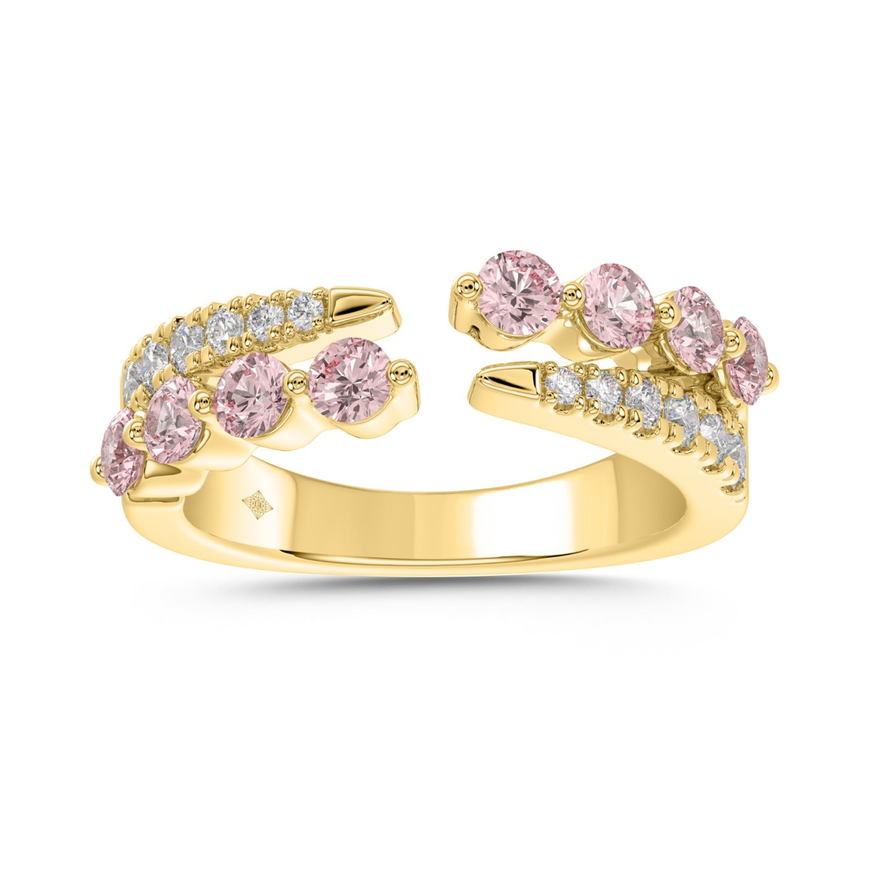 ETERNAL BLUSH COLLECTION LADIES RING 1CT ROUND DIAMOND 14K YELLOW GOLD