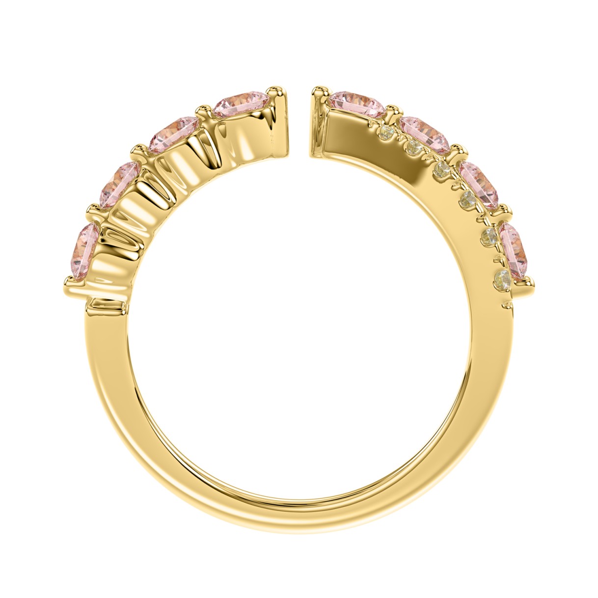 ETERNAL BLUSH COLLECTION LADIES RING 1CT ROUND DIAMOND 14K YELLOW GOLD