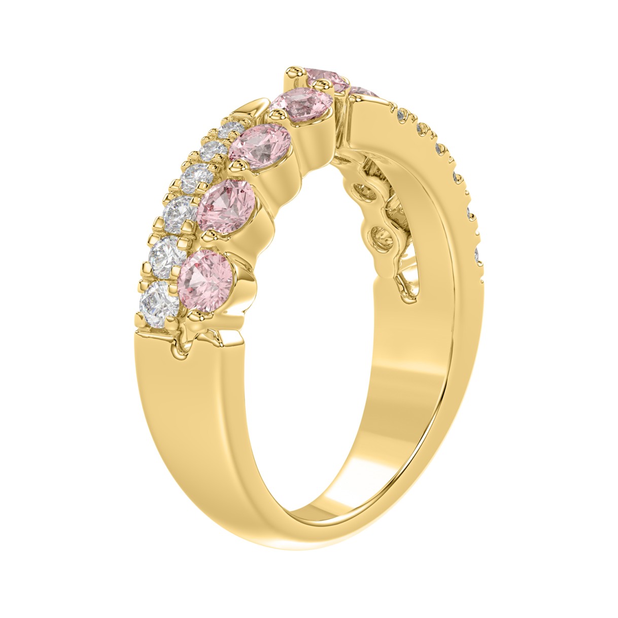ETERNAL BLUSH COLLECTION LADIES RING 1CT ROUND DIAMOND 14K YELLOW GOLD