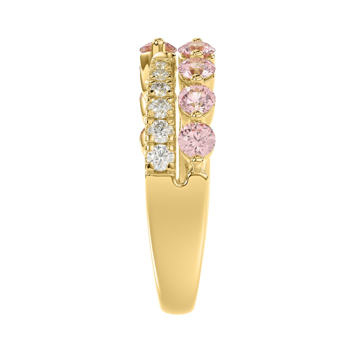 ETERNAL BLUSH COLLECTION LADIES RING 1CT ROUND DIAMOND 14K YELLOW GOLD