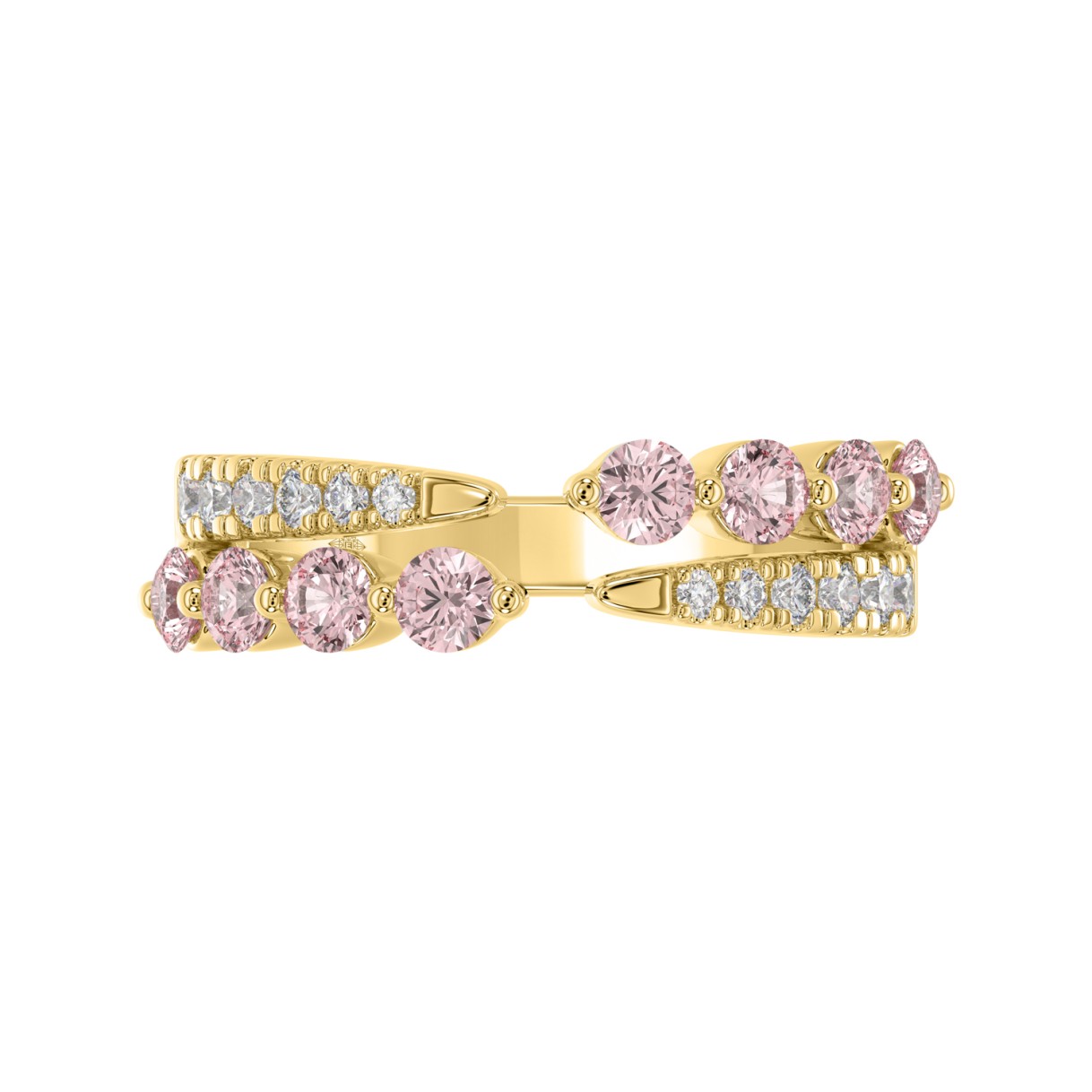 ETERNAL BLUSH COLLECTION LADIES RING 1CT ROUND DIAMOND 14K YELLOW GOLD