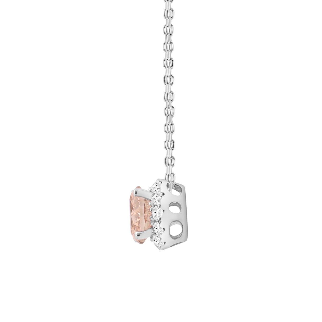 ETERNAL BLUSH COLLECTION LADIES PENDANT 1 1/4CT ROUND DIAMOND 14K WHITE GOLD (CENTER STONE PINK ROUND DIAMOND 1CT)