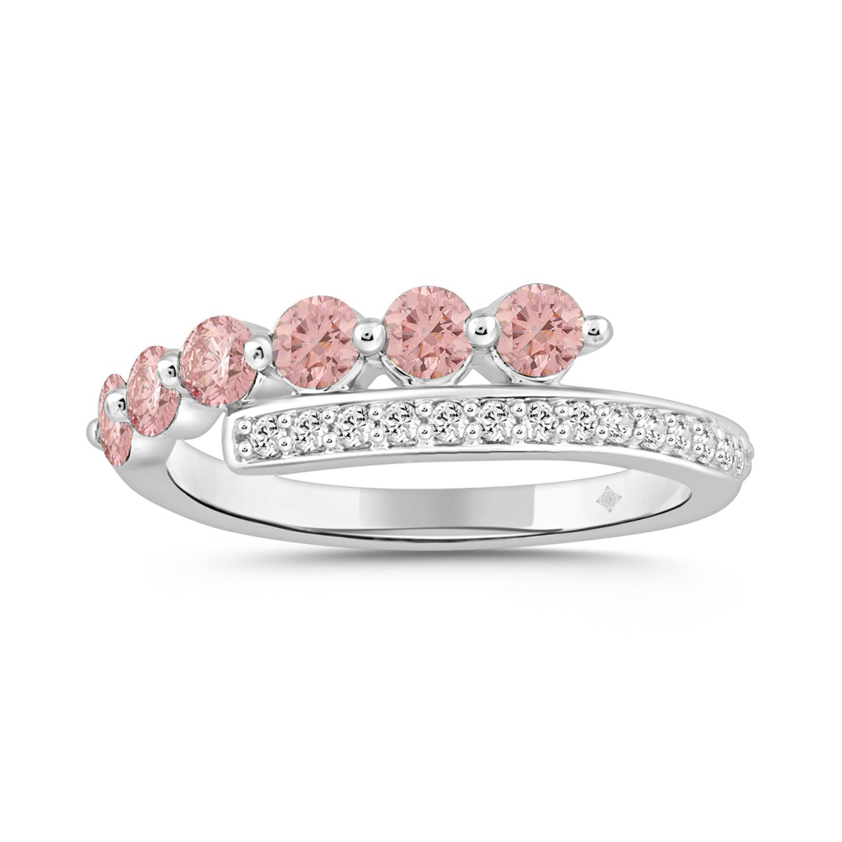 ETERNAL BLUSH COLLECTION LADIES RING 3/4CT ROUND DIAMOND 14K WHITE GOLD (PINK ROUND)