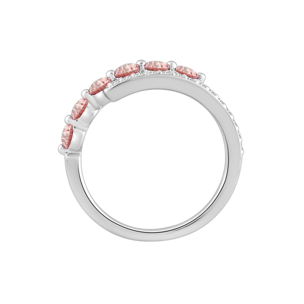 ETERNAL BLUSH COLLECTION LADIES RING 3/4CT ROUND DIAMOND 14K WHITE GOLD (PINK ROUND)