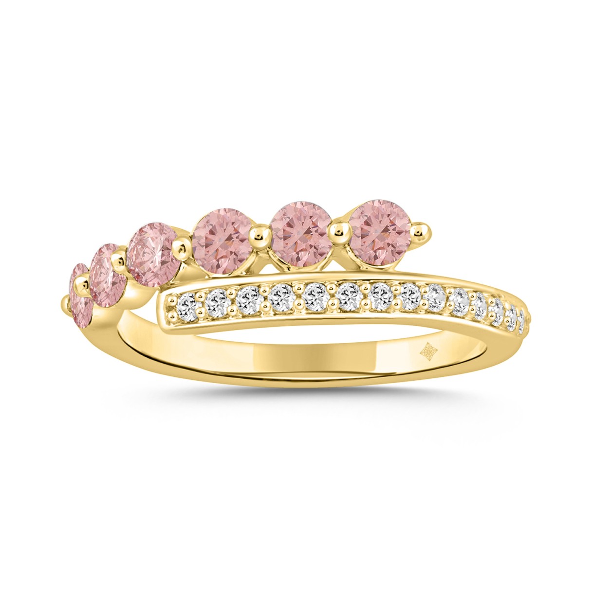 ETERNAL BLUSH COLLECTION LADIES RING 3/4CT ROUND DIAMOND 14K YELLOW GOLD (PINK ROUND)