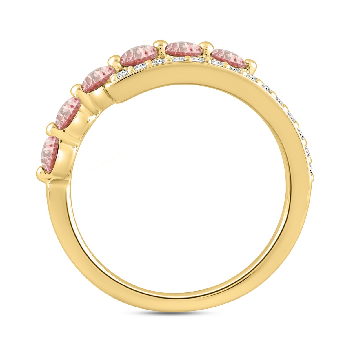 ETERNAL BLUSH COLLECTION LADIES RING 3/4CT ROUND DIAMOND 14K YELLOW GOLD (PINK ROUND)