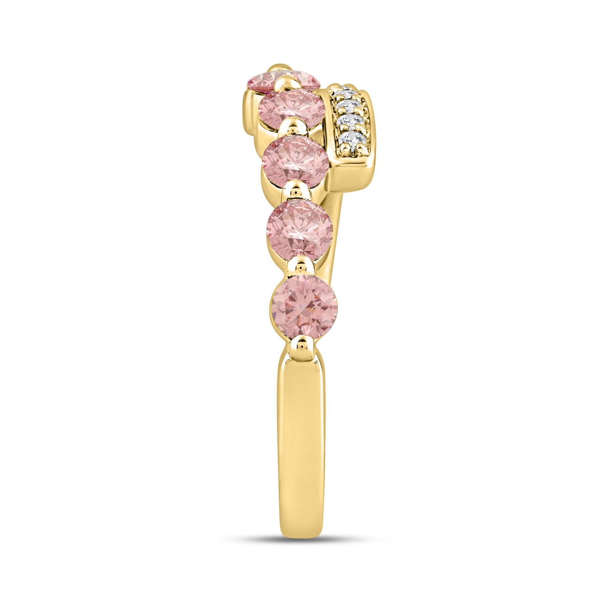 ETERNAL BLUSH COLLECTION LADIES RING 3/4CT ROUND DIAMOND 14K YELLOW GOLD (PINK ROUND)