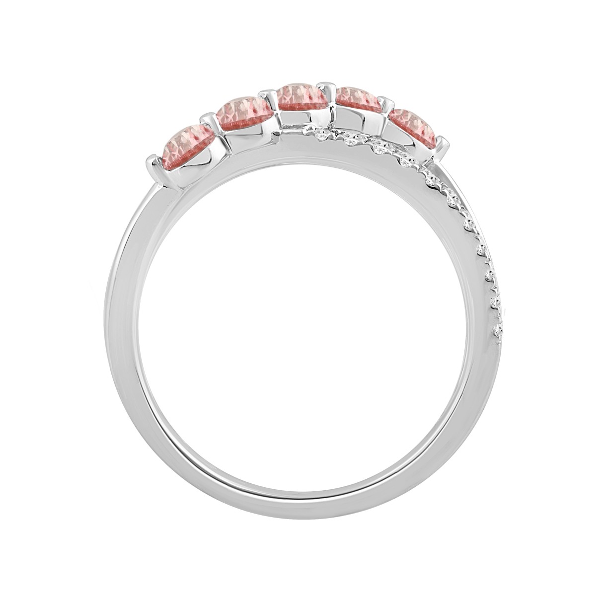 ETERNAL BLUSH COLLECTION LADIES RING 1CT ROUND DIAMOND 14K WHITE GOLD (ROUND PINK)