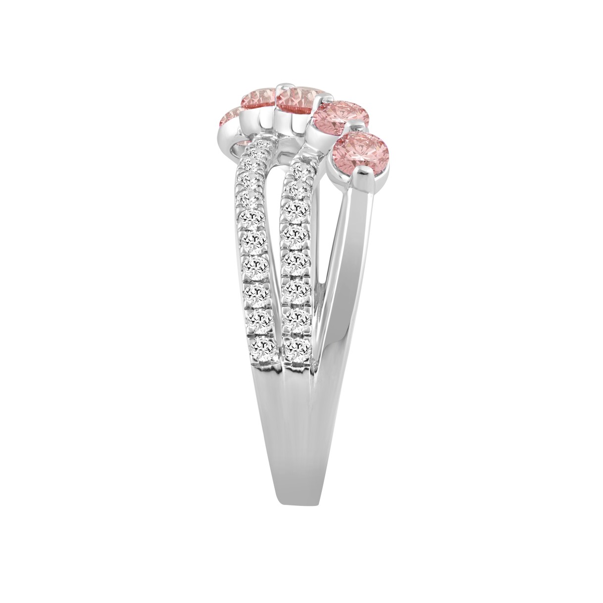 ETERNAL BLUSH COLLECTION LADIES RING 1CT ROUND DIAMOND 14K WHITE GOLD (ROUND PINK)