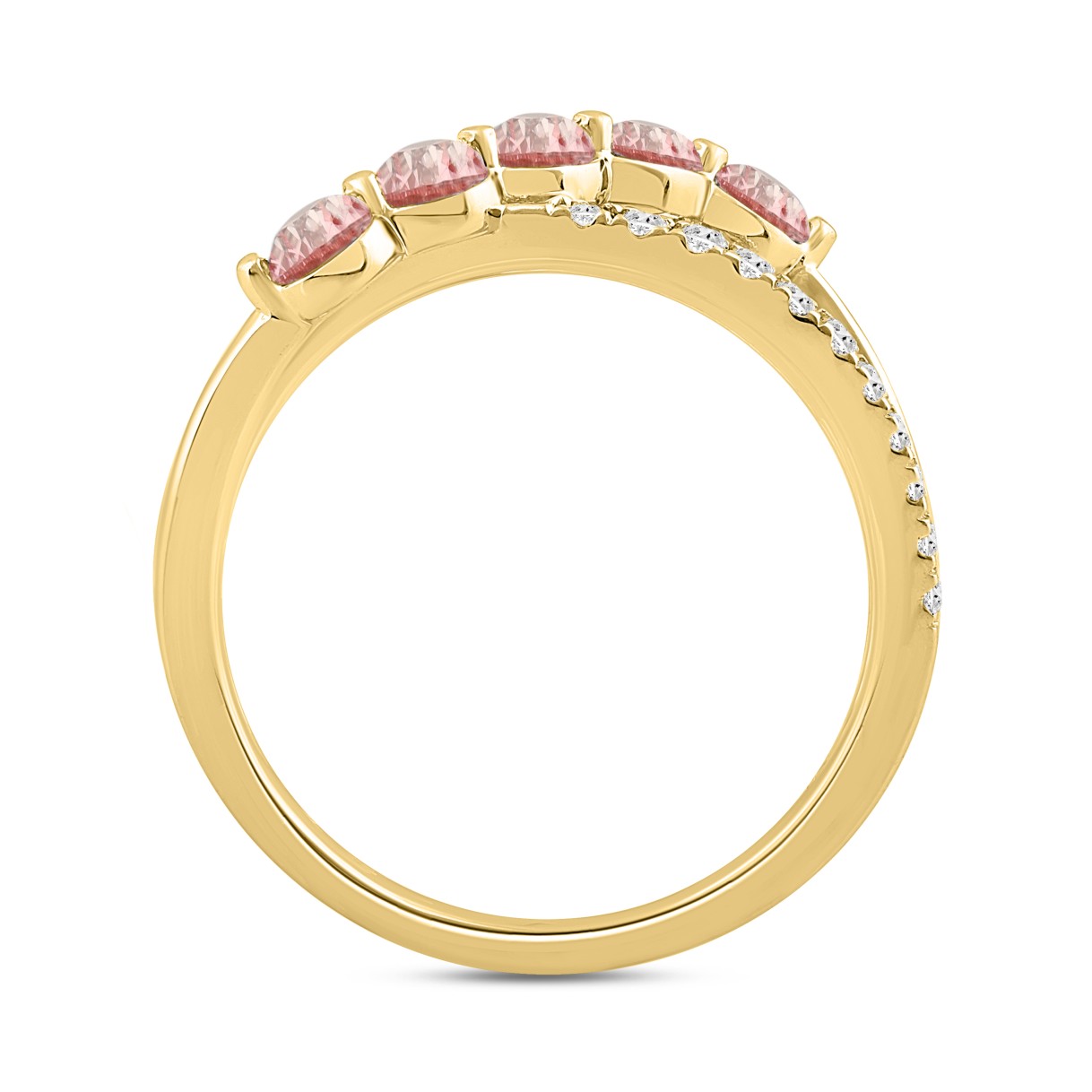 ETERNAL BLUSH COLLECTION LADIES RING 1CT ROUND DIAMOND 14K YELLOW GOLD (ROUND PINK)