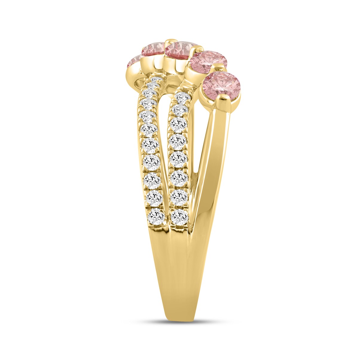 ETERNAL BLUSH COLLECTION LADIES RING 1CT ROUND DIAMOND 14K YELLOW GOLD (ROUND PINK)