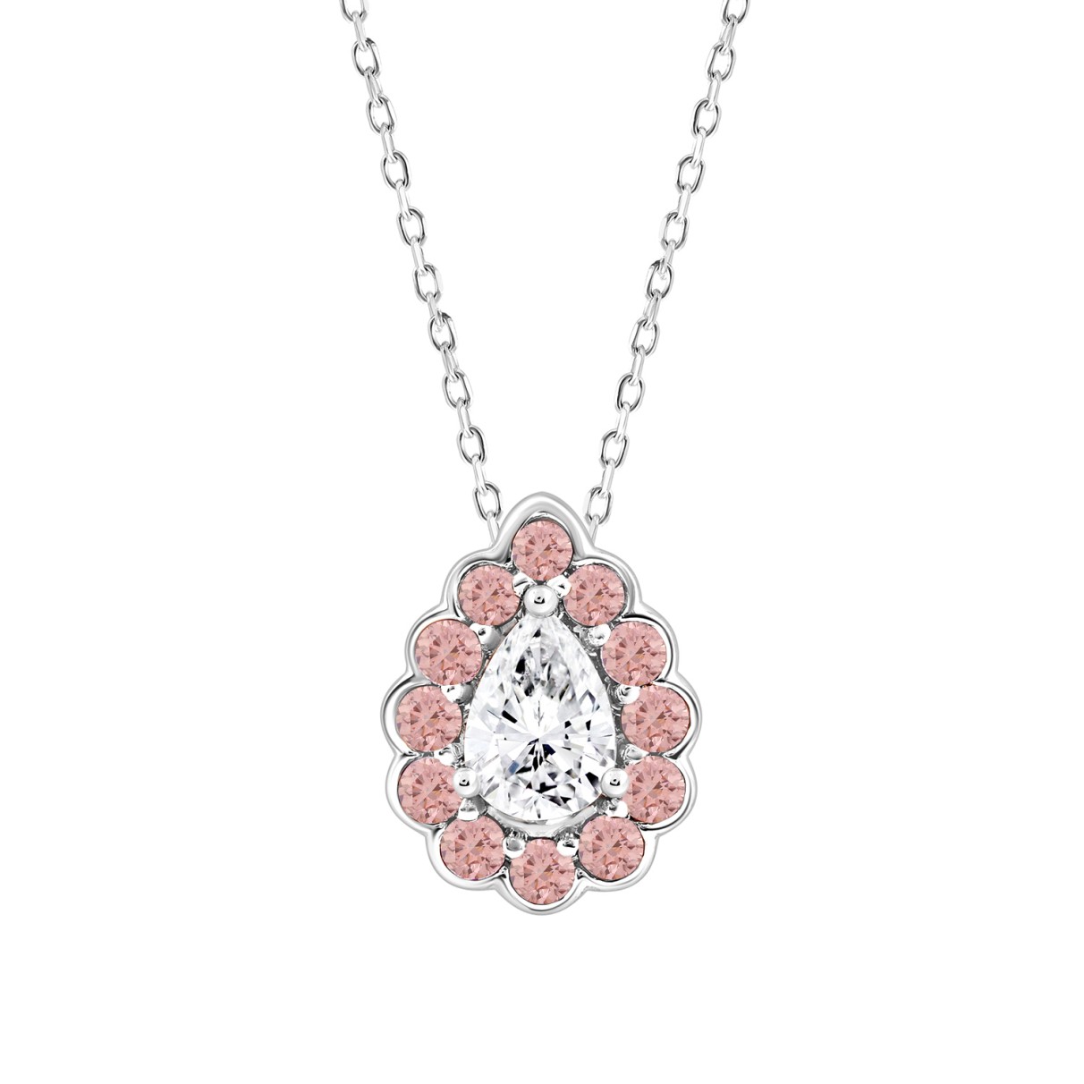 LADIES PENDANT 1 1/4CT ROUND/PEAR DIAMOND 14K WHIT...