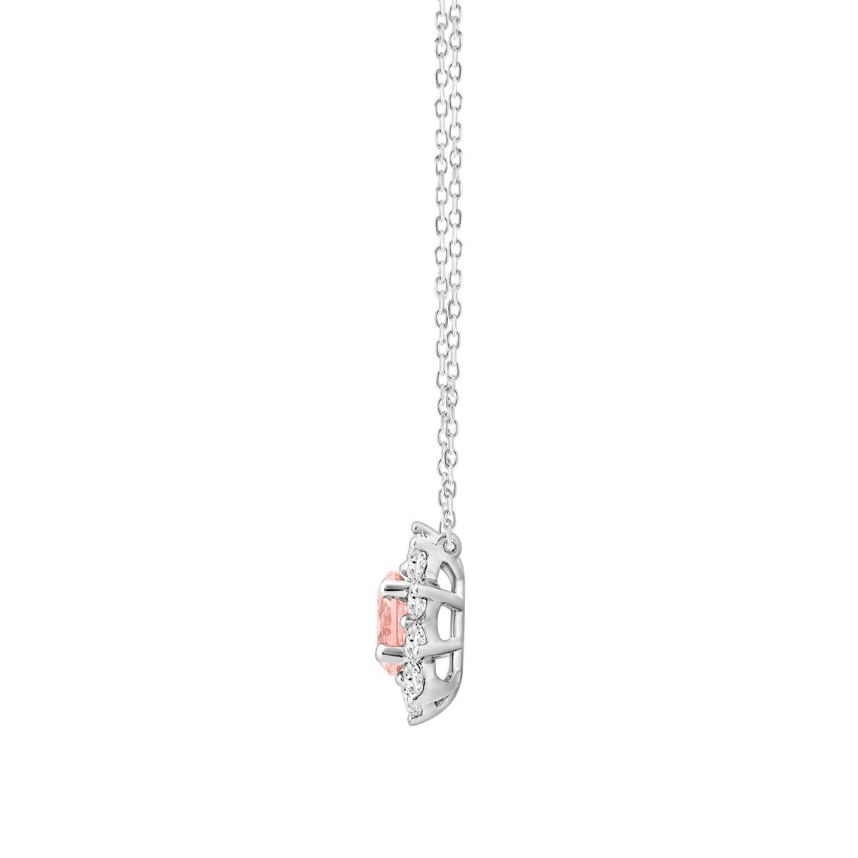 ETERNAL BLUSH COLLECTION LADIES NECKLACE 1 1/4CT ROUND DIAMOND 14K WHITE GOLD WITH CHAIN (CENTER STONE PINK ROUND DIAMOND 3/4CT)