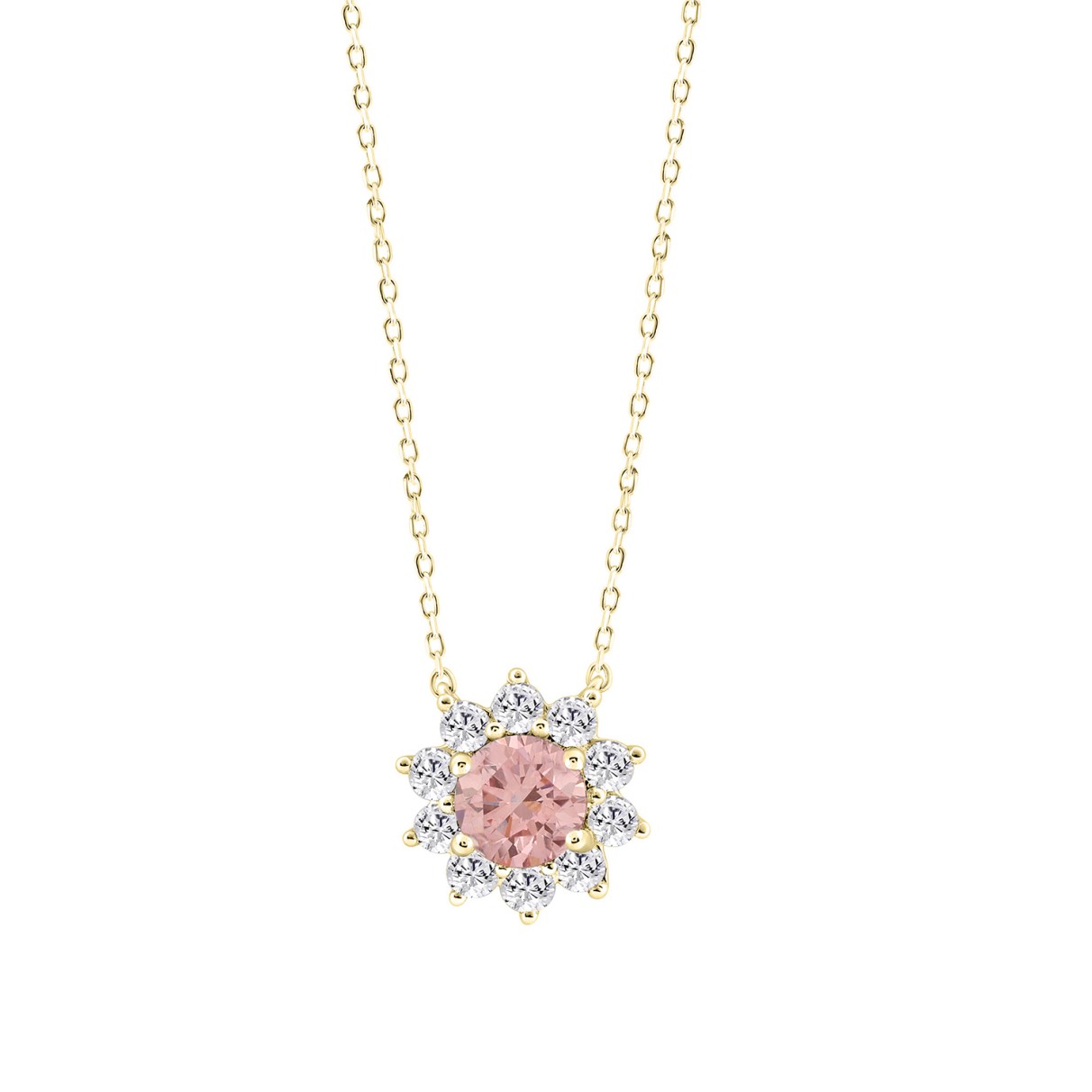 LADIES NECKLACE 1 1/4CT ROUND DIAMOND 14K YELLOW G...