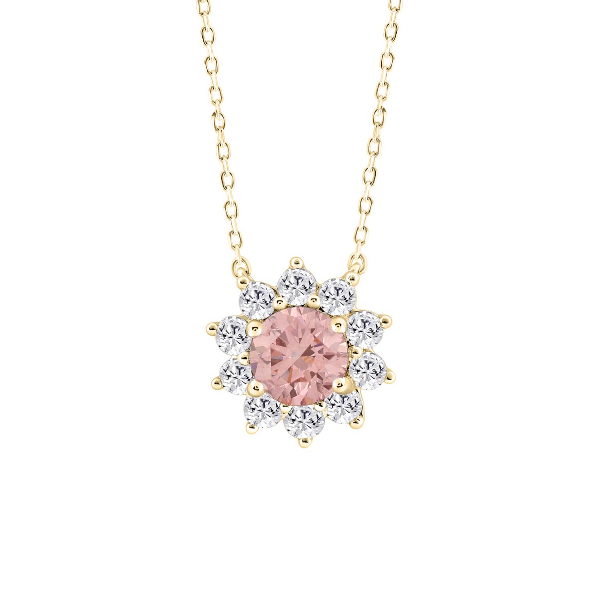 LADIES NECKLACE 1 1/4CT ROUND DIAMOND 14K YELLOW GOLD WITH CHAIN (CENTER STONE ROUND DIAMOND 3/4CT)