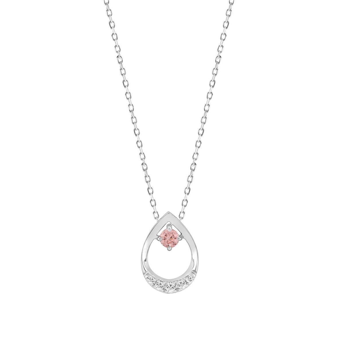 LADIES NECKLACE 1/4CT ROUND DIAMOND 14K WHITE GOLD WITH CHAIN (CENTER STONE ROUND DIAMOND 1/6CT )