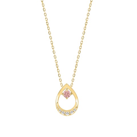 LADIES NECKLACE 1/4CT ROUND DIAMOND 14K YELLOW GOLD WITH CHAIN (CENTER STONE ROUND DIAMOND 1/6CT )