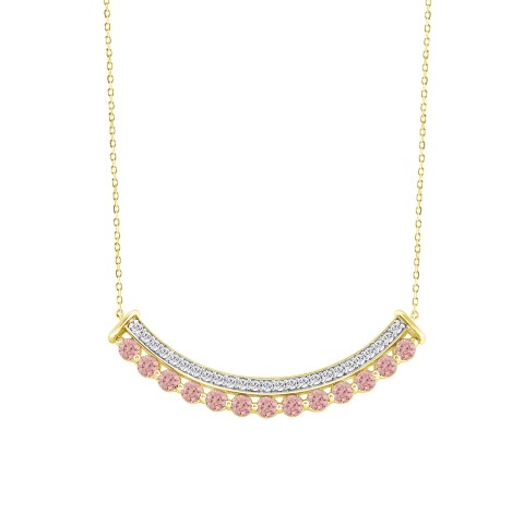 ETERNAL BLUSH COLLECTION LADIES NECKLACE 2CT ROUND DIAMOND 14K YELLOW GOLD WITH CHAIN (ROUND PINK) ETERNAL BLUSH COLLECTION LADIES NECKLACE 2CT ROUND DIAMOND 14K YELLOW GOLD WITH CHAIN (ROUND PINK)
