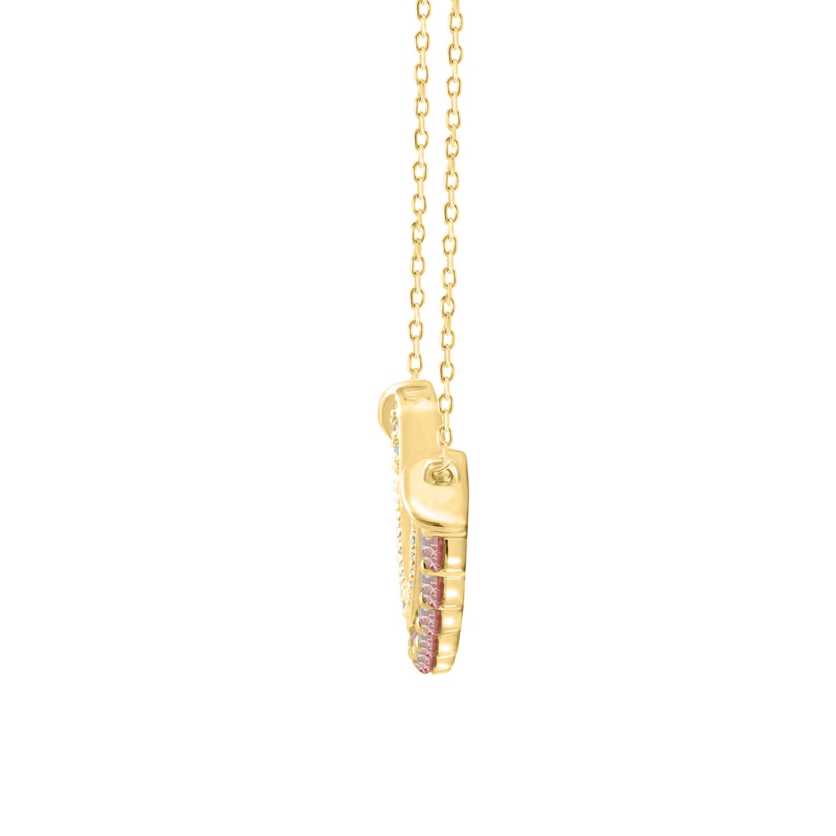 ETERNAL BLUSH COLLECTION LADIES NECKLACE 2CT ROUND DIAMOND 14K YELLOW GOLD WITH CHAIN (ROUND PINK)
