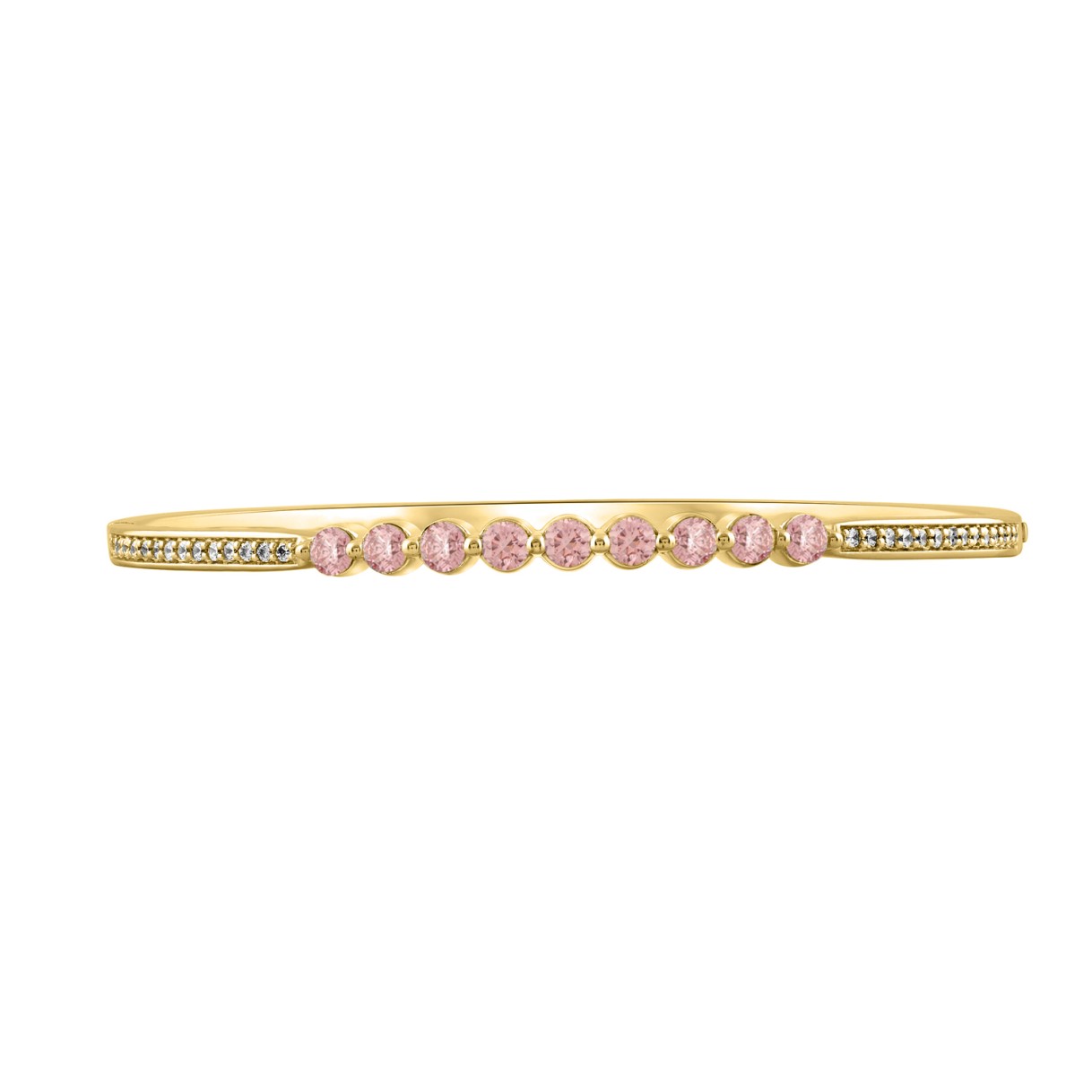 ETERNAL BLUSH COLLECTION LADIES BANGLE 1 1/3CT ROUND DIAMOND 14K YELLOW GOLD (ROUND PINK)