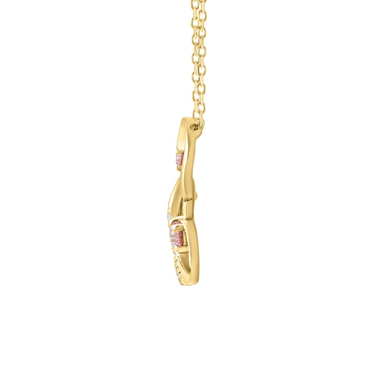 ETERNAL BLUSH COLLECTION LADIES PENDANT 1/4CT ROUND DIAMOND 14K YELLOW GOLD WITH CHAIN (CENTER STONE PINK ROUND DIAMOND 1/5CT)