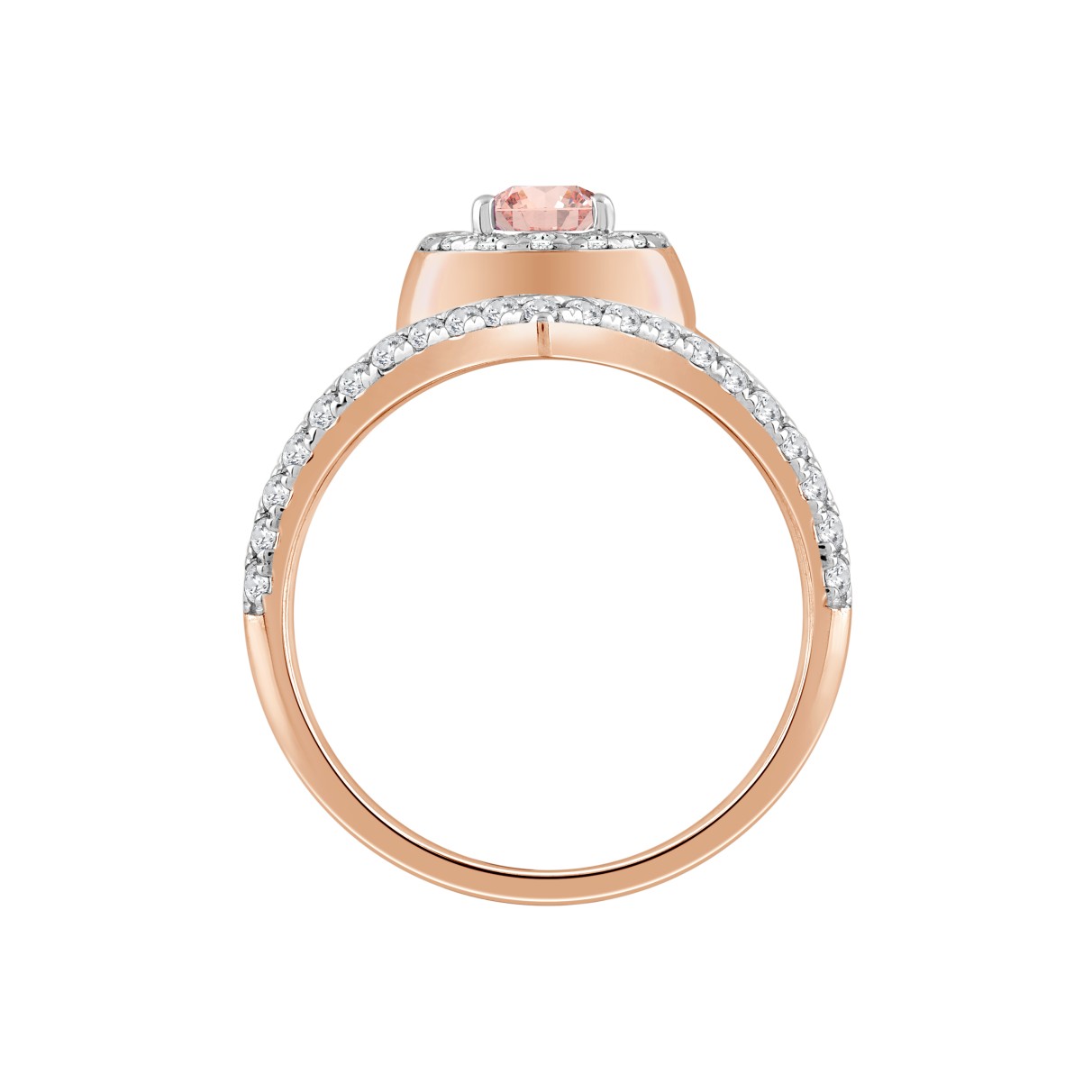 LADIES RING 1CT ROUND/PEAR DIAMOND 14K ROSE GOLD (CENTER STONE PEAR DIAMOND 1/2CT)