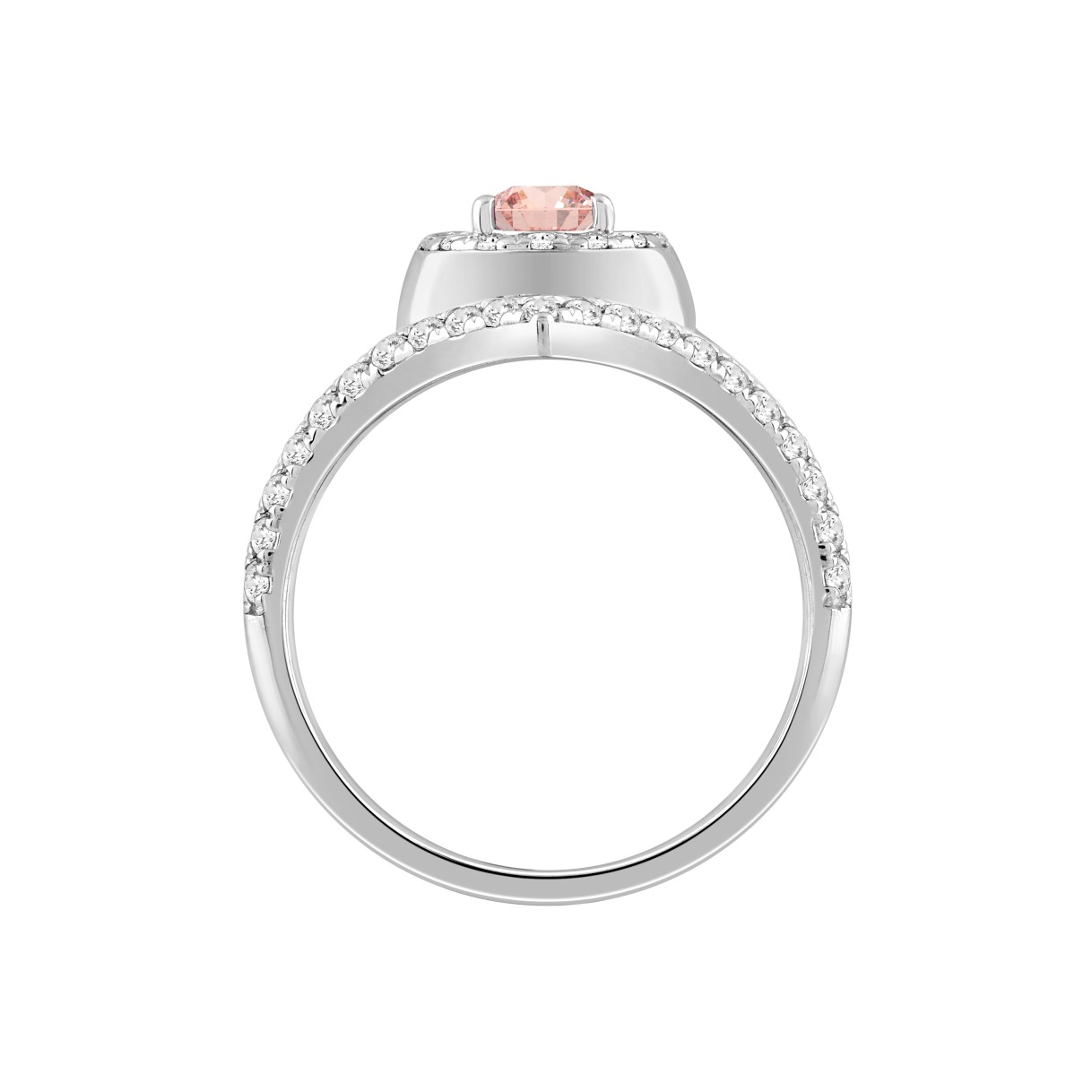 ETERNAL BLUSH COLLECTION LADIES RING 1CT ROUND/PEAR DIAMOND 14K WHITE GOLD (CENTER STONE PINK PEAR DIAMOND 1/2CT)