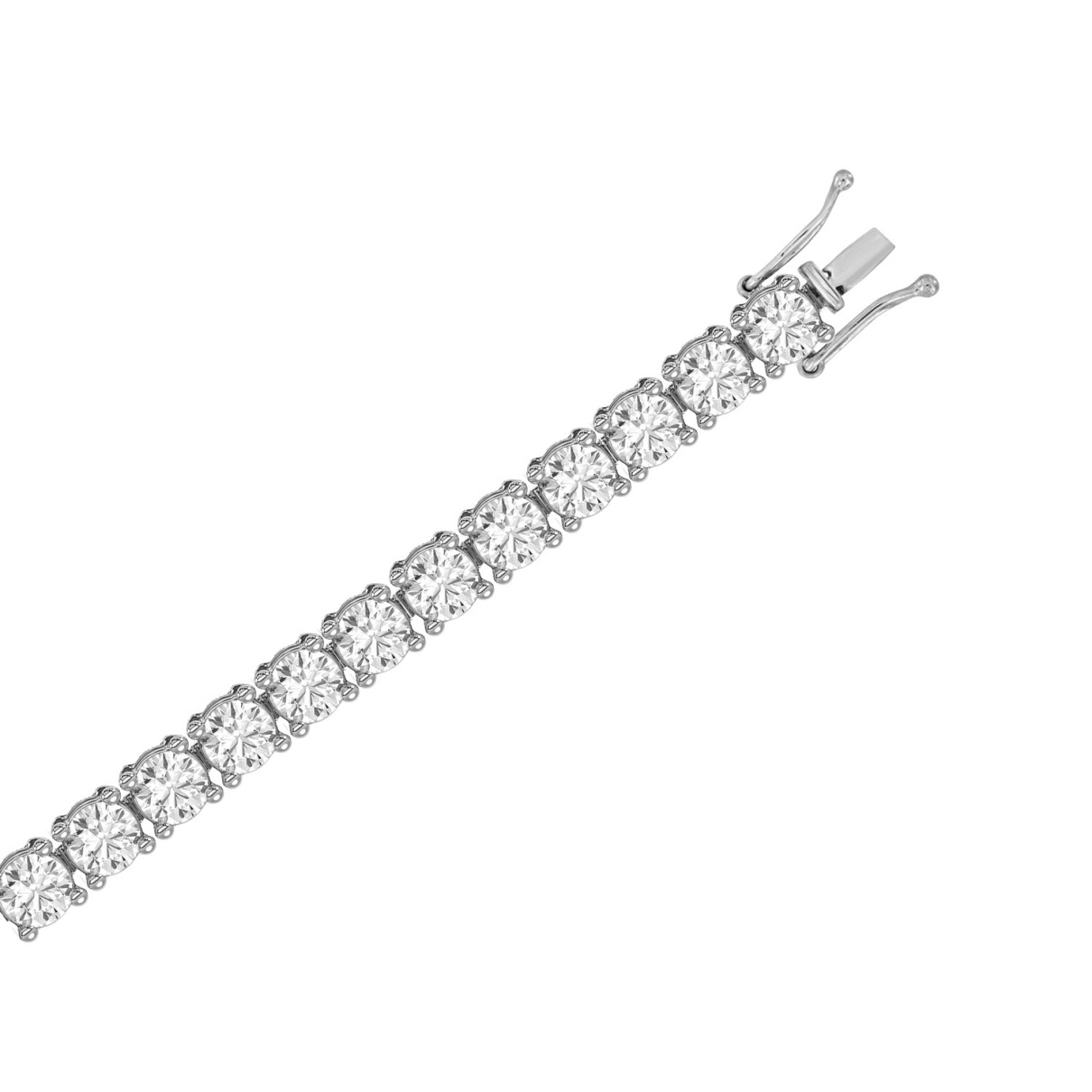 LADIES TENNIS BRACELET 7 1/2CT ROUND DIAMOND 14K WHITE GOLD 