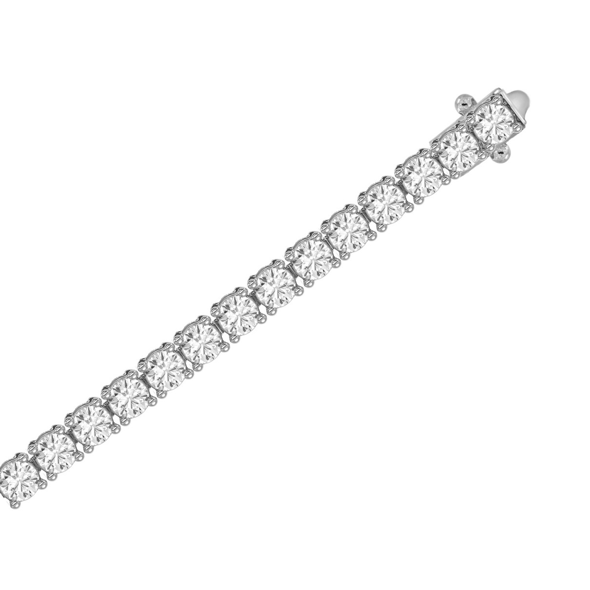 LADIES TENNIS BRACELET 7 1/2CT ROUND DIAMOND 14K WHITE GOLD 