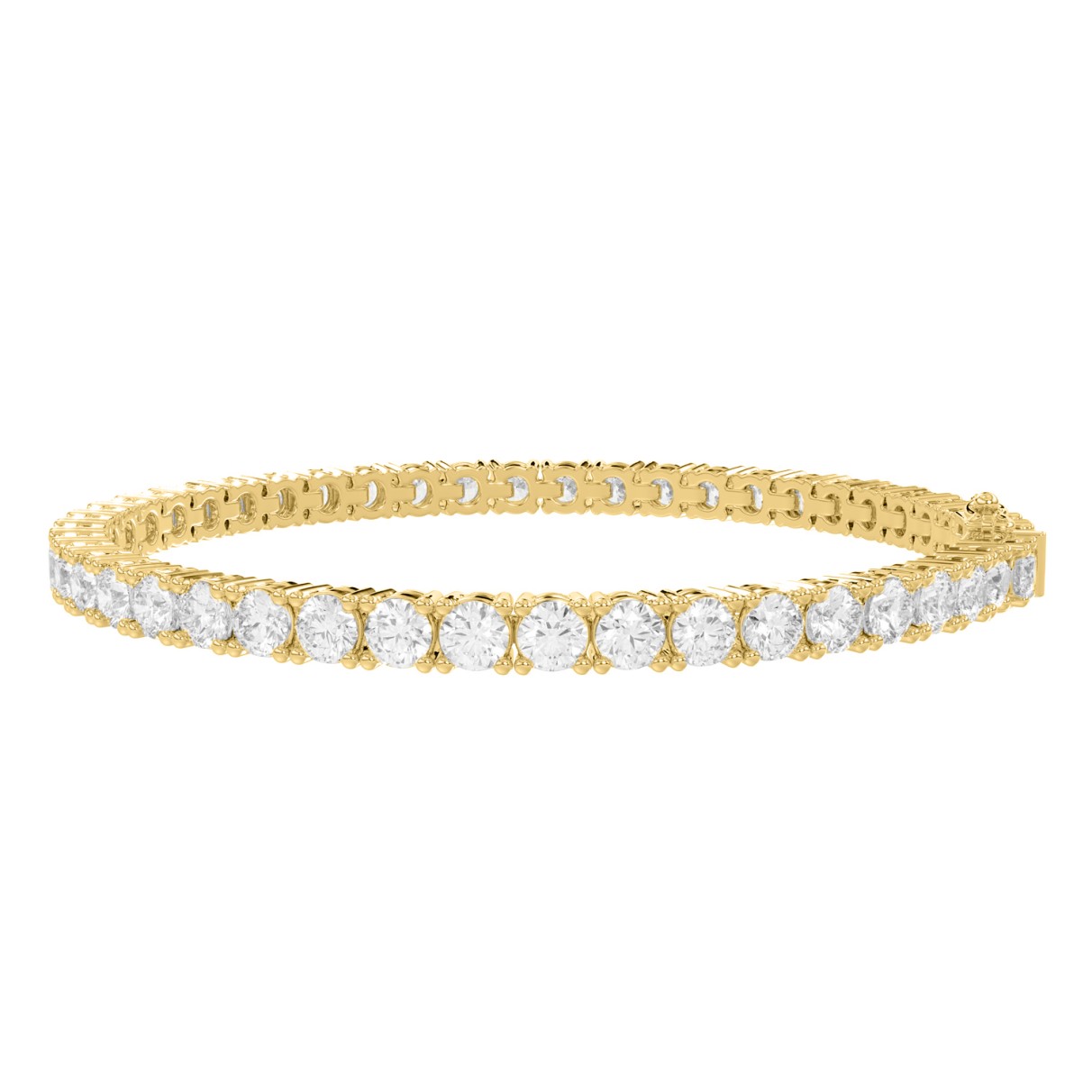 LADIES TENNIS BRACELET 7 1/2CT ROUND DIAMOND 14K Y...