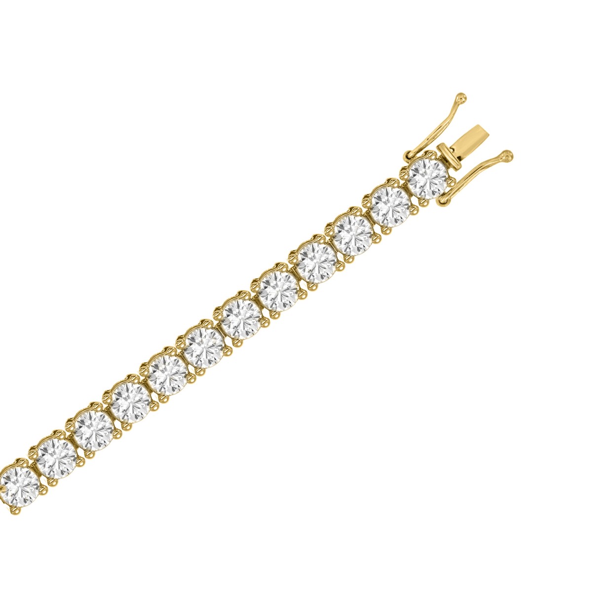 LADIES TENNIS BRACELET 7 1/2CT ROUND DIAMOND 14K YELLOW GOLD 