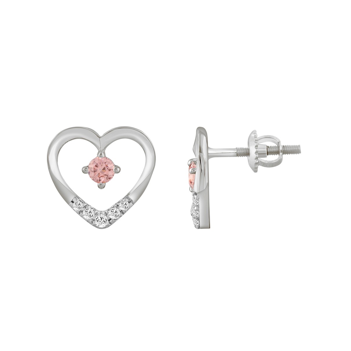 LADIES EARRINGS 1/3CT ROUND DIAMOND 14K WHITE GOLD (CENTER STONE ROUND DIAMOND 1/6CT )