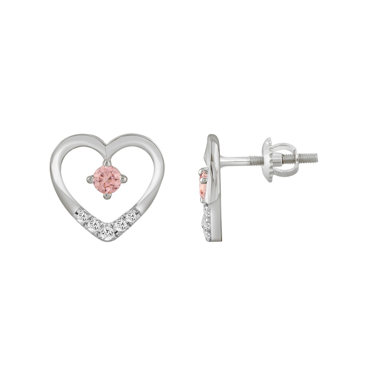 LADIES EARRINGS 1/3CT ROUND DIAMOND 14K WHITE GOLD (CENTER STONE ROUND DIAMOND 1/5CT )