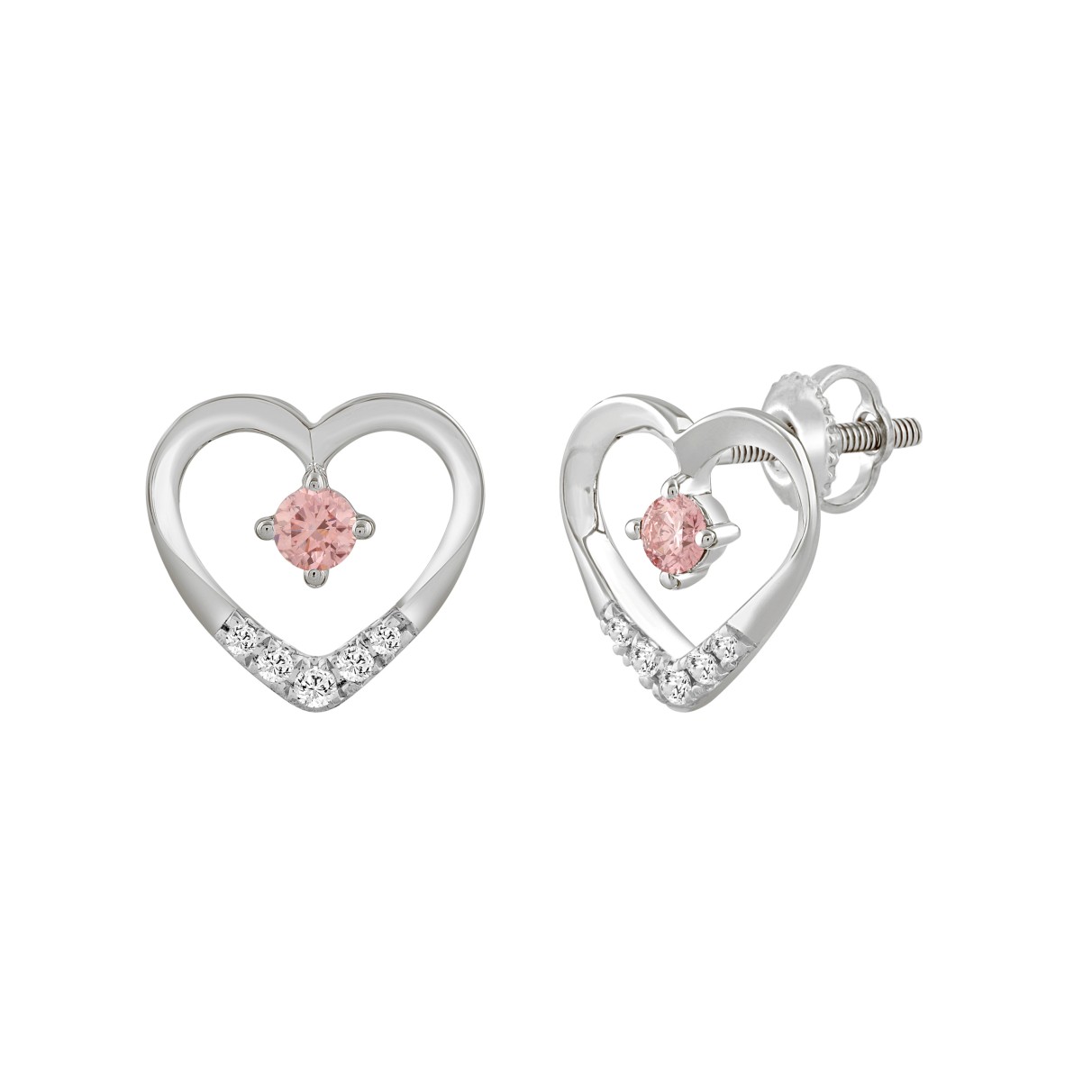 LADIES EARRINGS 1/3CT ROUND DIAMOND 14K WHITE GOLD (CENTER STONE ROUND DIAMOND 1/5CT )