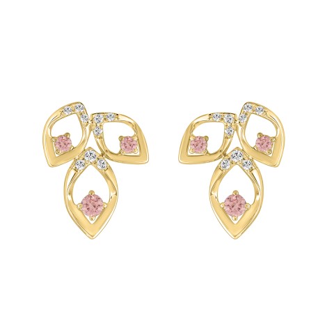 LADIES EARRINGS 1/2CT ROUND DIAMOND 14K YELLOW GOLD (CENTER STONE ROUND DIAMOND 1/3CT )