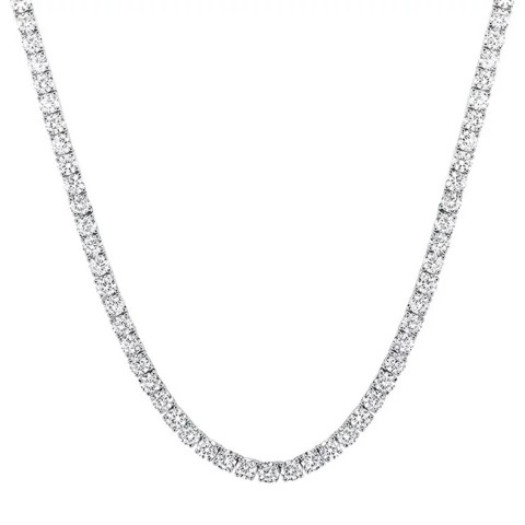 LADIES TENNIS NECKLACE 7CT ROUND DIAMOND 14K WHITE GOLD 