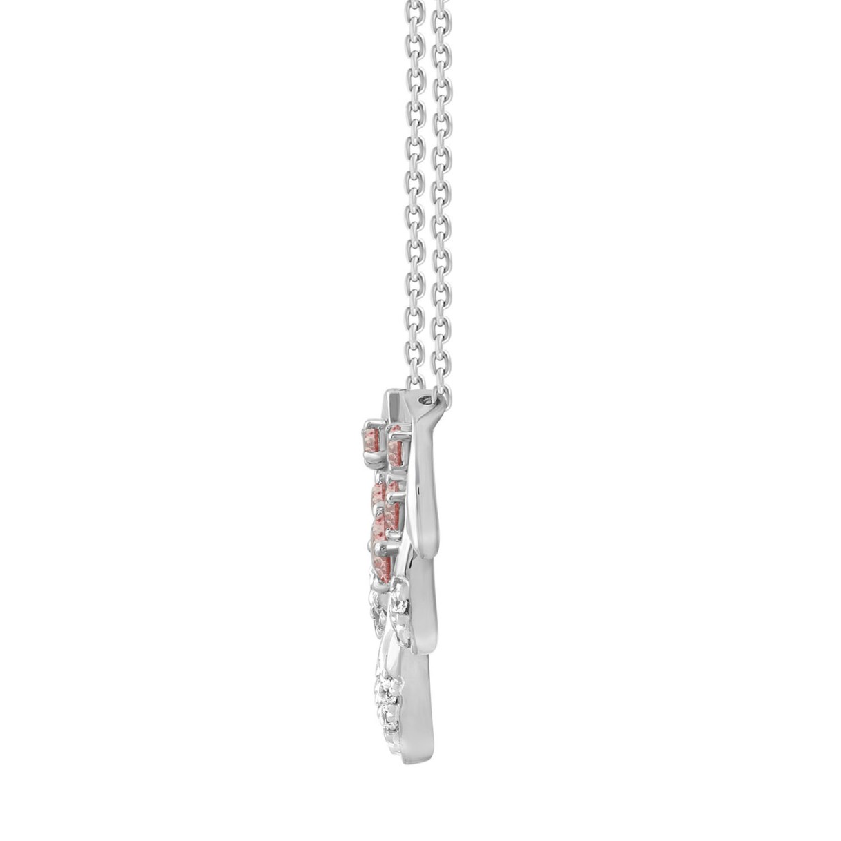ETERNAL BLUSH COLLECTION LADIES NECKLACE 1/2CT PINK ROUND DIAMOND 14K WHITE GOLD
