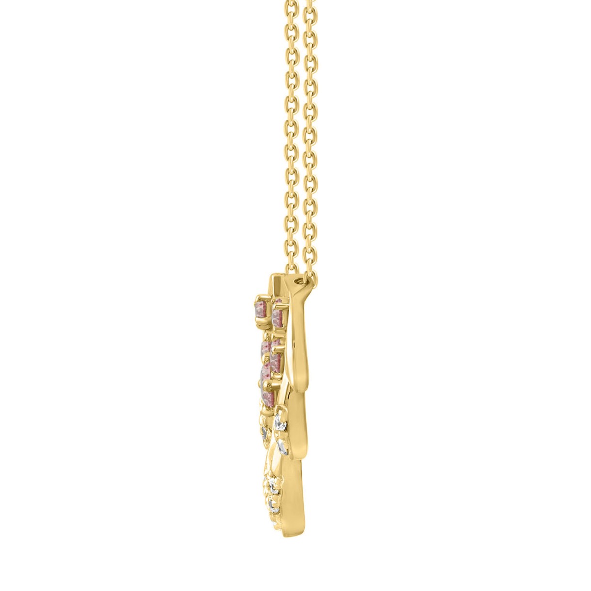 ETERNAL BLUSH COLLECTION LADIES NECKLACE 1/2CT PINK ROUND DIAMOND 14K YELLOW GOLD