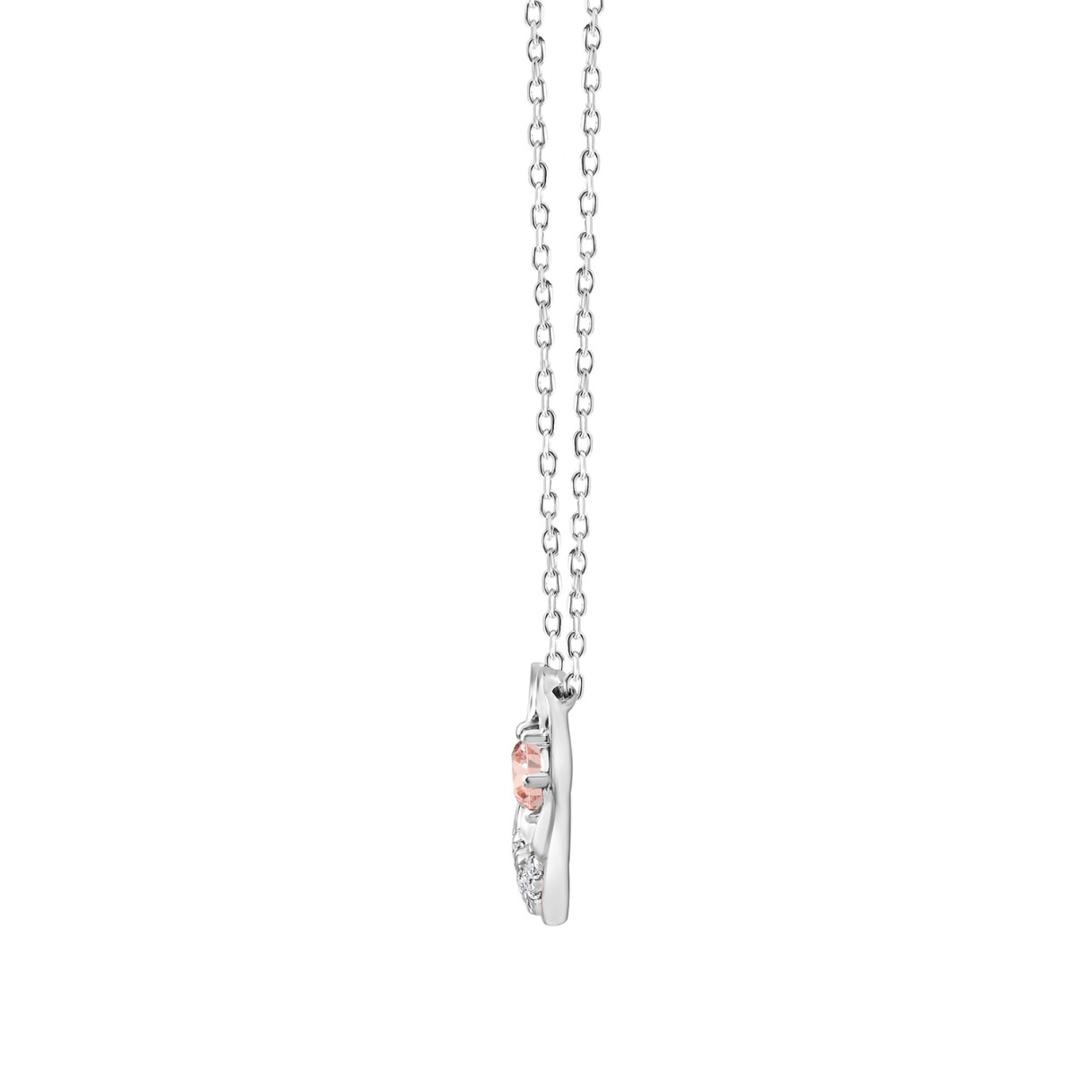 ETERNAL BLUSH COLLECTION LADIES NECKLACE 1/3CT ROUND DIAMOND 14K WHITE GOLD (PINK ROUND)
