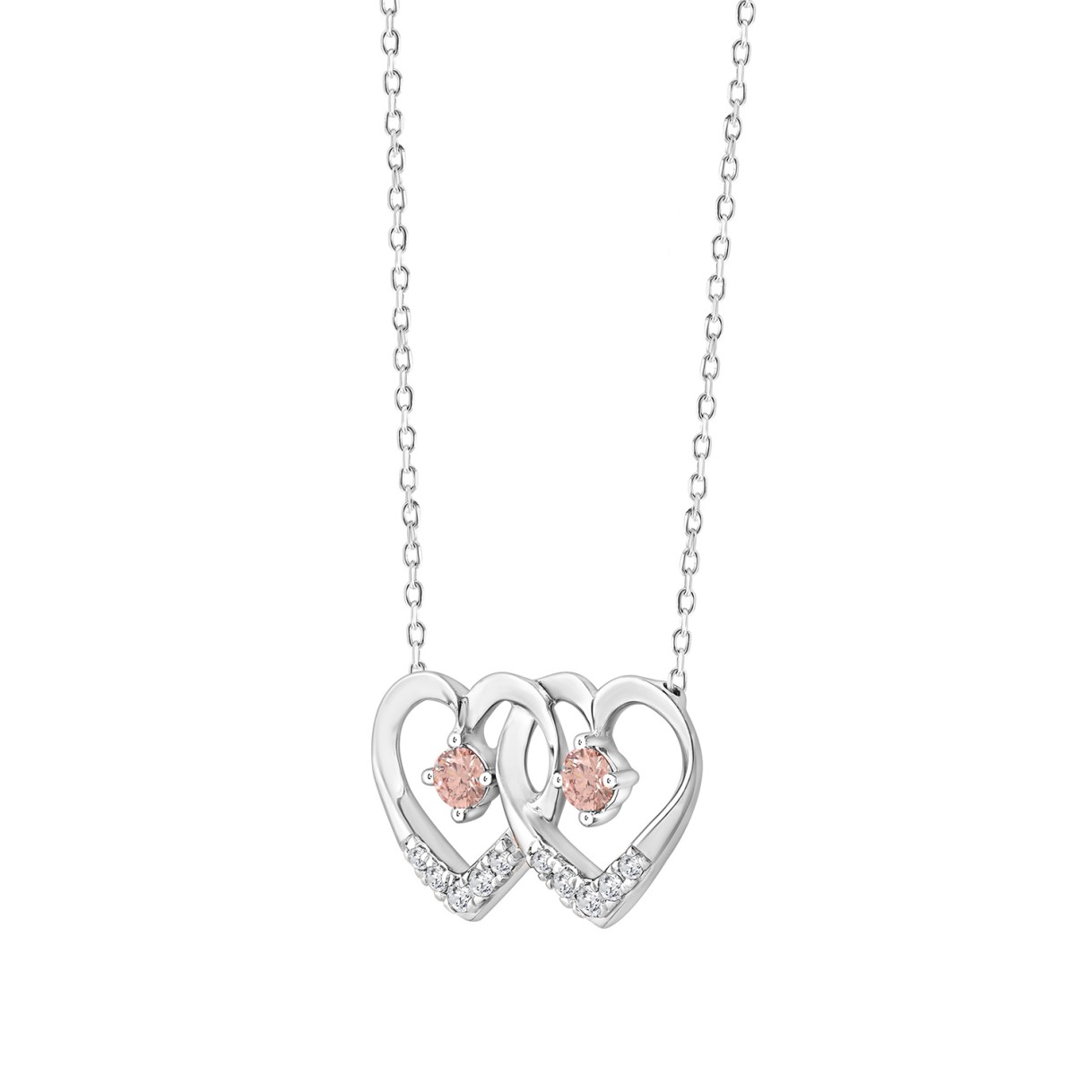 ETERNAL BLUSH COLLECTION LADIES NECKLACE 1/3CT ROUND DIAMOND 14K WHITE GOLD (PINK ROUND)