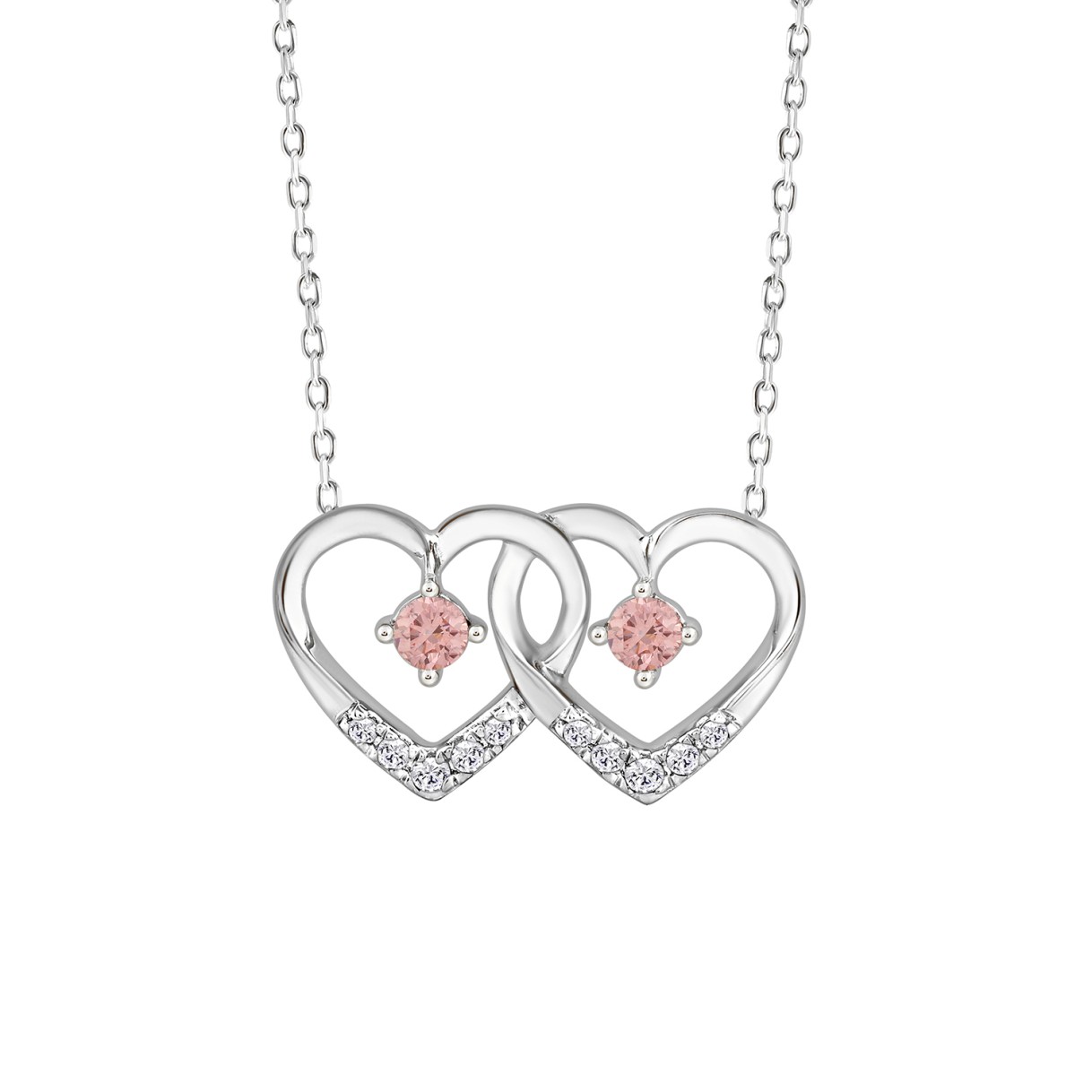 ETERNAL BLUSH COLLECTION LADIES NECKLACE 1/3CT ROUND DIAMOND 14K WHITE GOLD (PINK ROUND)